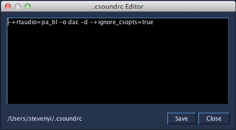 .csoundrc Editor