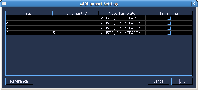  MIDI Import Settings 
